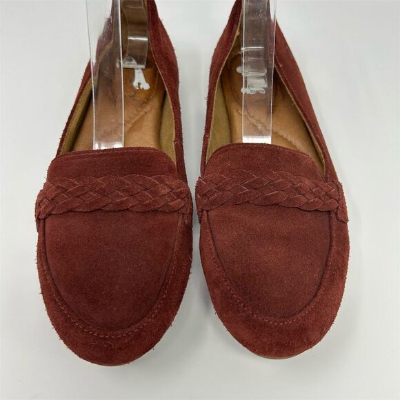 Born Women's Suede Loafers Size 8 Brick Red Slip-On Casual Shoes Comfort - Picture 6 of 15